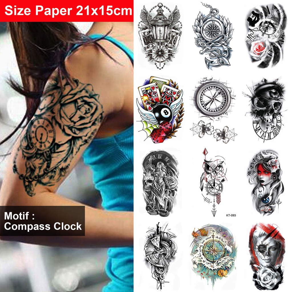 Temporary Tattoo Sticker Compass Clock Z13 | Shopee Malaysia