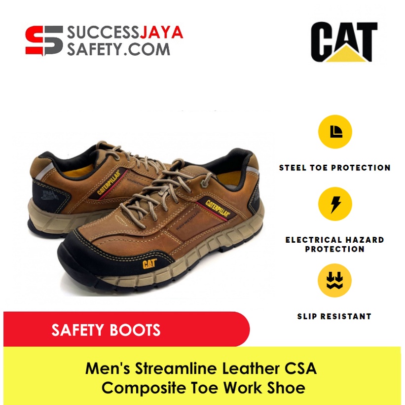 Caterpillar Men Streamline Leather CSA Composite Toe Work Shoe Kasut U