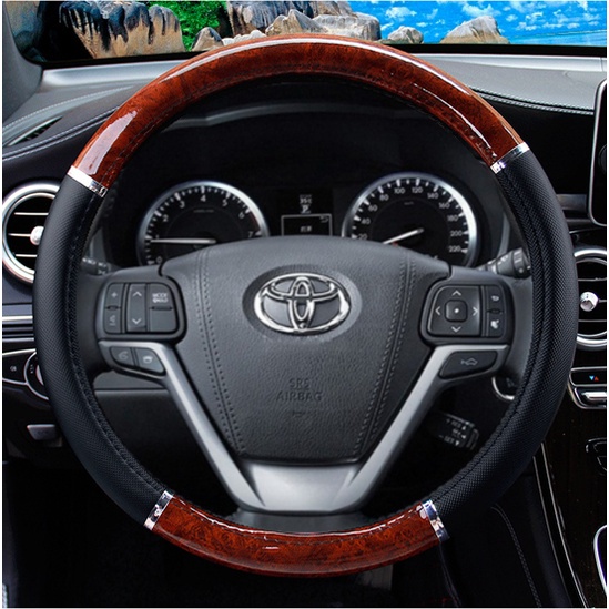Toyota Car Carbon Fiber Steering Wheel Cover Fits Vios Hilux Wish Camry