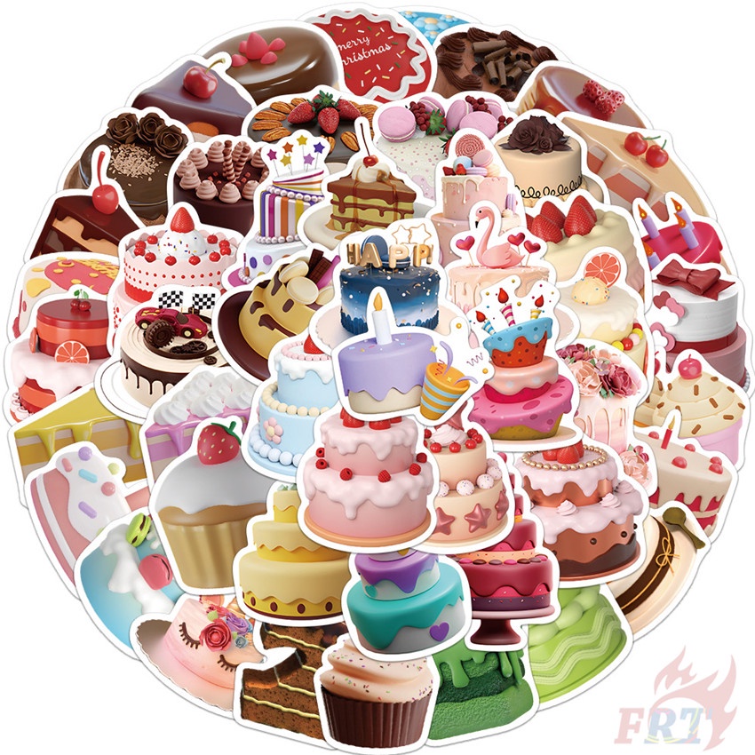 50Pcs/Set Birthday Cake Series 01 Delicious Cake Stickers DIY Fashion ...