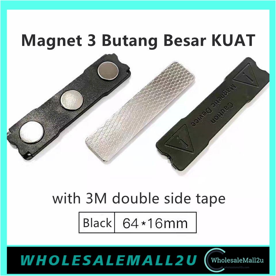 3 BUTANG Magnet BESAR Kuat 64x16mm Nametag Magnet Tag Nama Magnet Badge ...