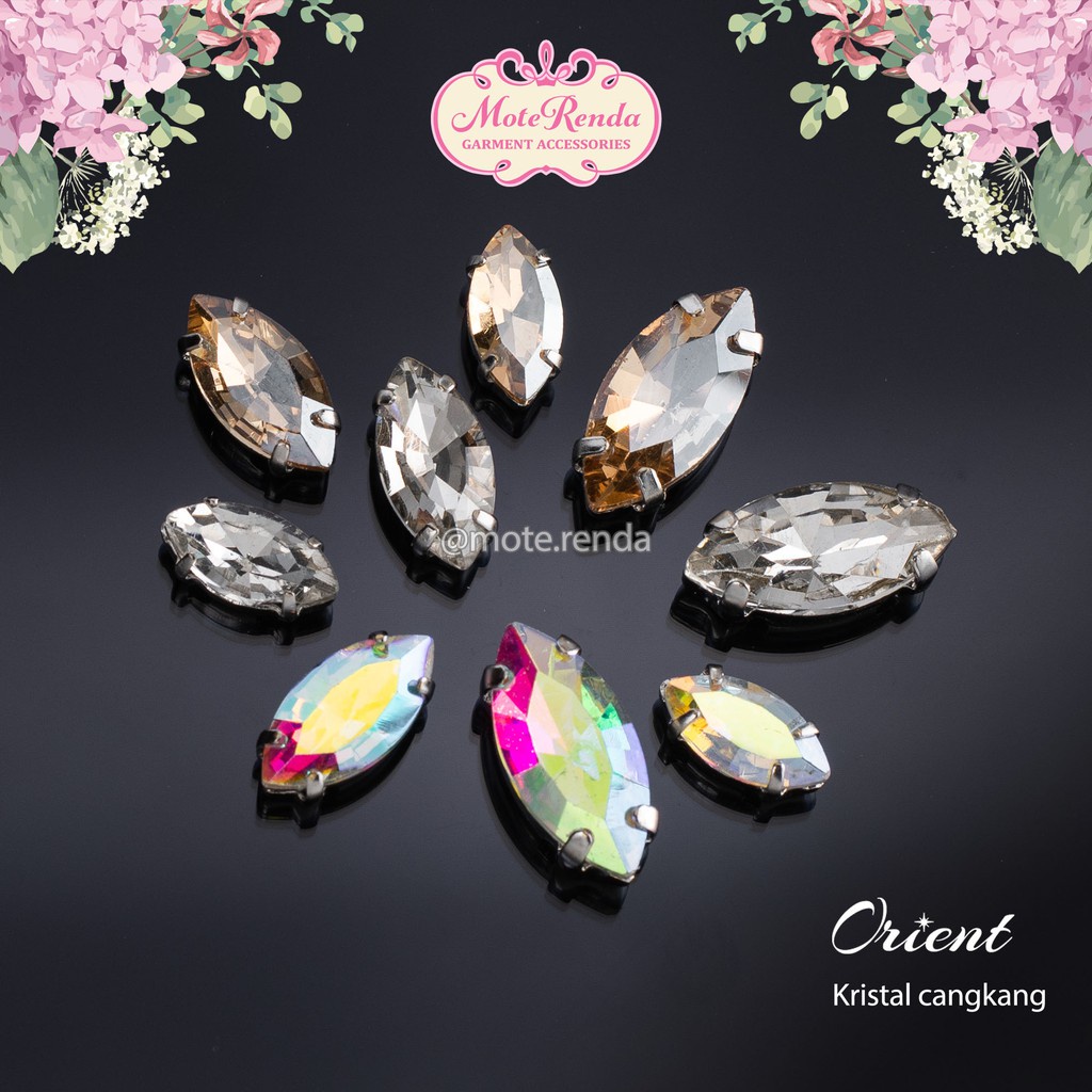Crystal sewing shell orient, navette/smpan shape, rhinestones with ...