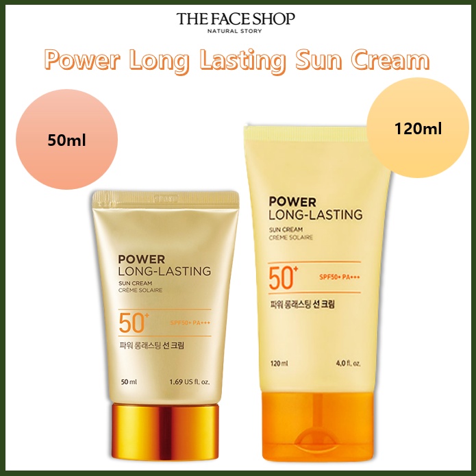 [THE FACE SHOP] Power Long Lasting Sun Cream 50ml / 120ml | Shopee Malaysia