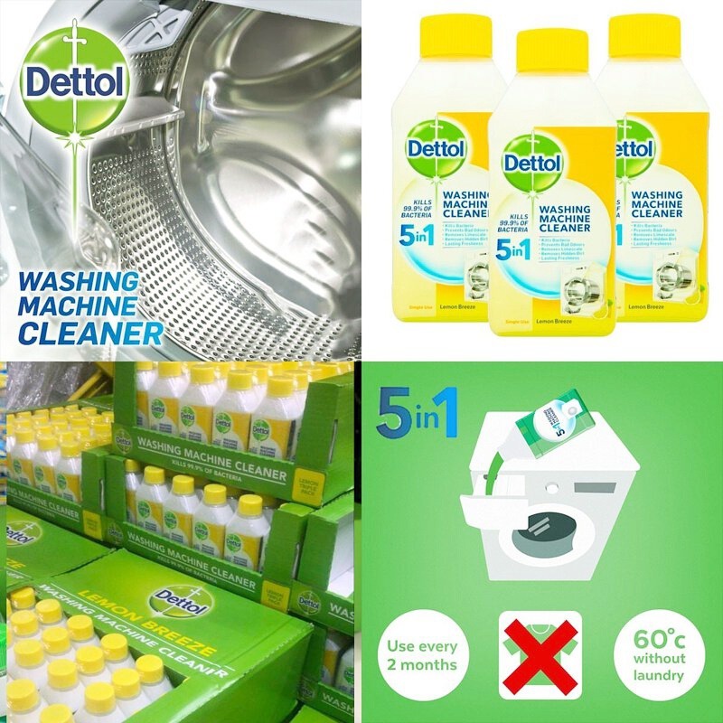 OCM DETTOL 5 In 1 Washing Machine Cleaner Kill 99.9 Of Bacteria 250ml