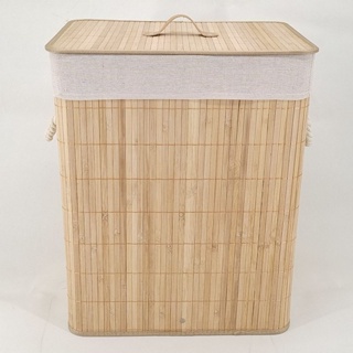 140L XXX-Large Capacity Foldable Bamboo Laundry Basket with Lid