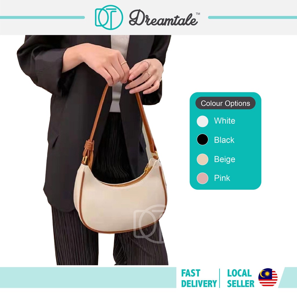 Dreamtale Women Handbag Solid Colour Shoulder Bag Underarm Bag Baguette ...