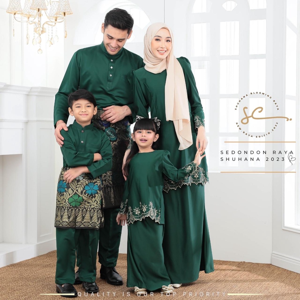 Baju Raya Sedondon 2023 Emerald Green Clara & EL Isaac Baju Kurung ...