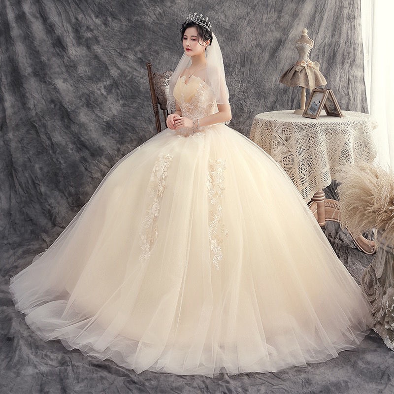 2c-v-24k High-End Luxury Light Luxury Wedding Dress 2024 Champagne ...
