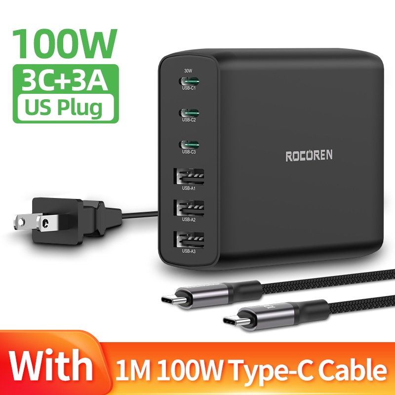 Rocoren Gan Charger Ports Usb Type C Pd Fast Charger Quick Charge