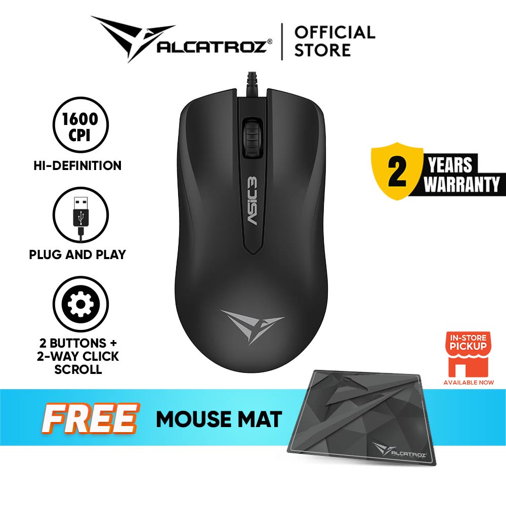 Alcatroz Asic 3 Wired USB Mouse 1600 CPI | Ergonomic Design with High ...