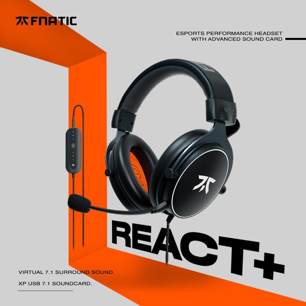 FNATIC GEAR on X: INTRODUCING REACT+ ESPORTS PERFORMANCE GAMING HEADSET  Like the REACT… BUT+ now improved with a powerful XP USB soundcard that  gives a new virtual 7.1 surround sound experience  /