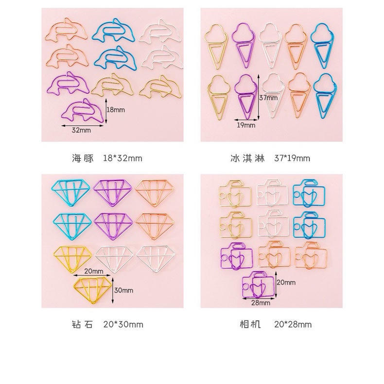 10 Pcs Cute Paper Clips Mini Smooth Steel Wire Heart Space Shaped ...