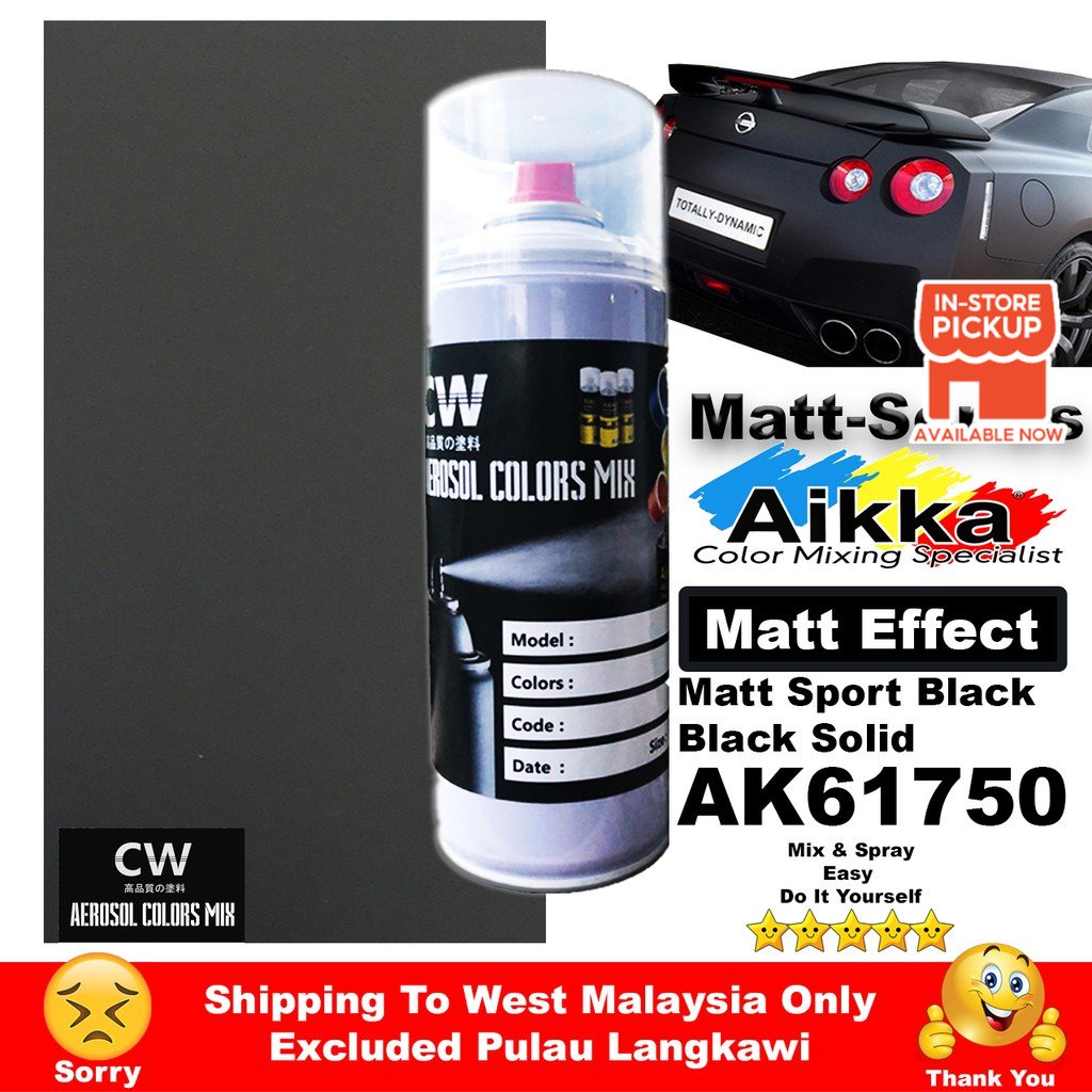 [ Matte Black AK61750 Flat Black ] 2K Paint Aikka CW Aerosol Cat Spray