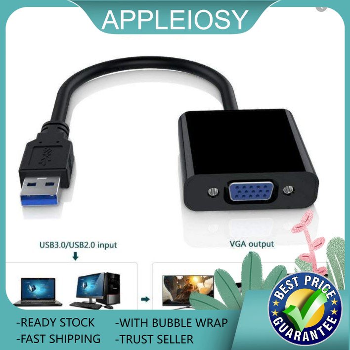 USB 3.0 to VGA (Female) Adapter Video Graphic Display External Cable ...