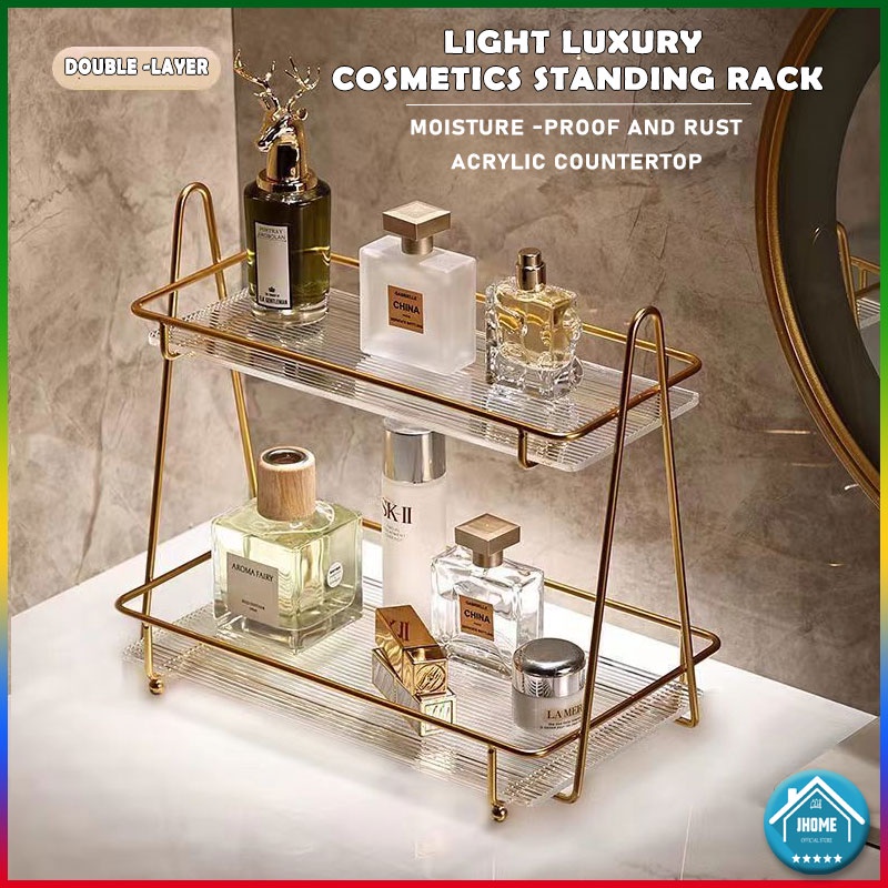 Bathroom cosmetics standing rack light luxury bathroom dressing table ...