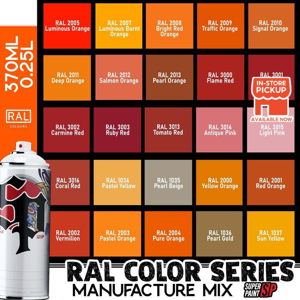 [ RAL Color Series 2 ] RAL1034 To RAL3016 Aerosol Tin Spray Kaler ...
