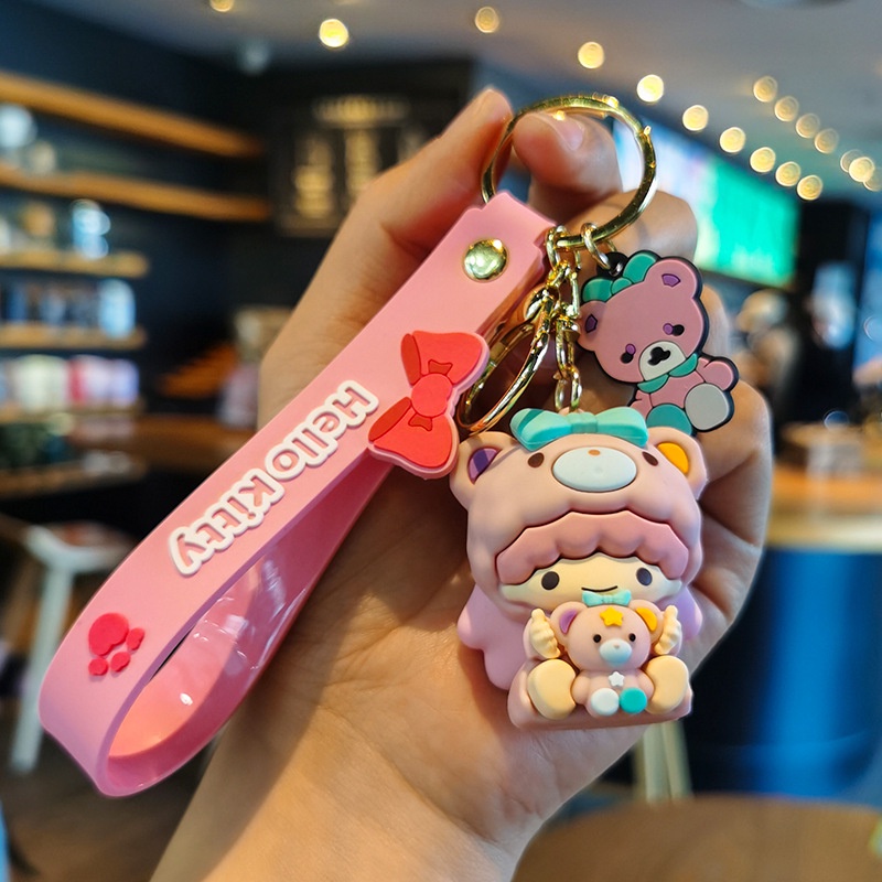 Cartoon Cute Kuromi Melody Key Ring Pendant Car Keychain Hug Accessories Doll Pendant Pendant