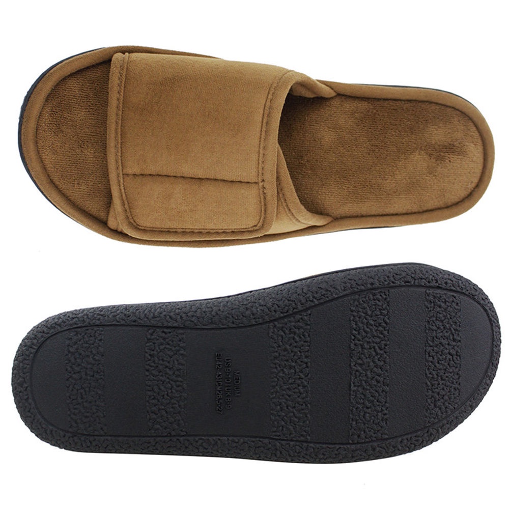 Men Washable Microfiber Suede Adjustable Memory Foam Home Open Toe ...