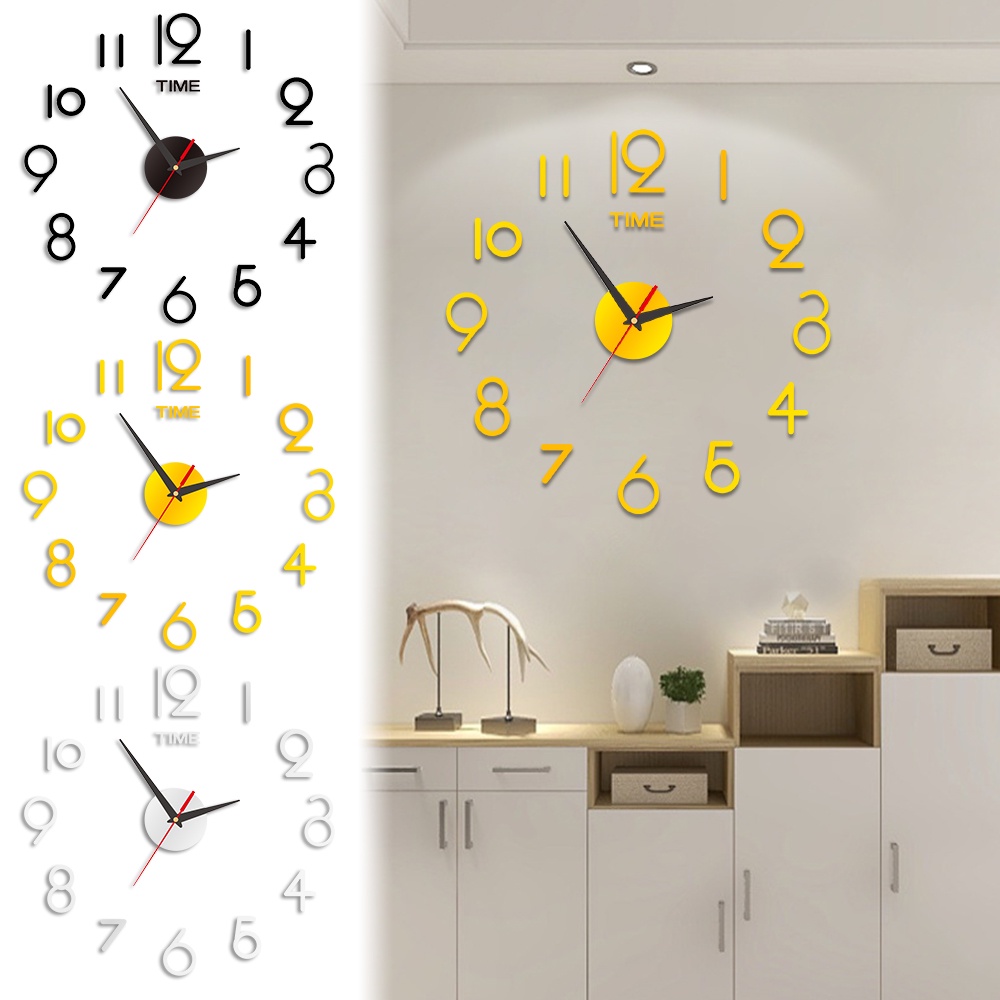 3D DIY Creative Wall Clock Acrylic Mirror Wall Clock Stickers Fashion