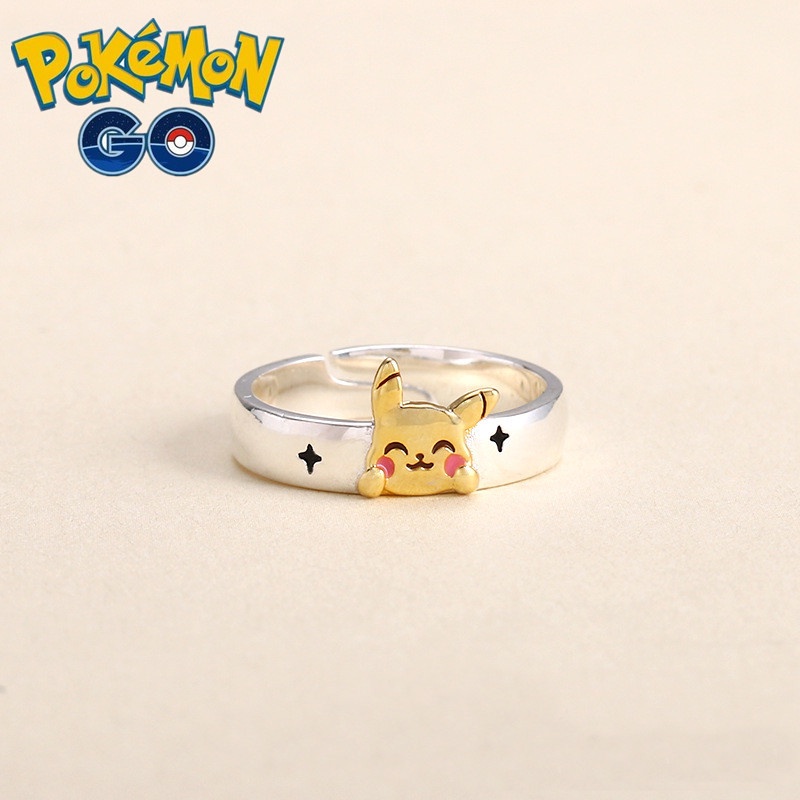 New Anime Pokemon Ring Kawaii Pikachu Open Adjustable Ring Cartoon ...