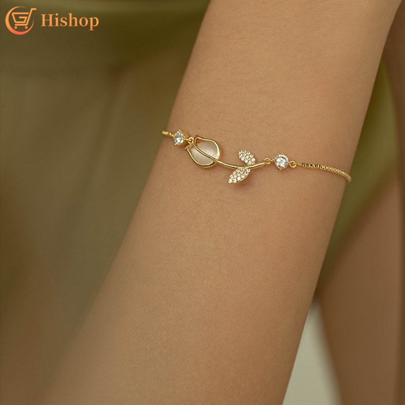 Tulip Gold Bracelet for Women Opal Crystal Bracelets Accessory Jewelry