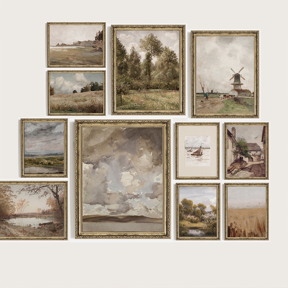 Vintage Landscape Wall Art Poster and Prints Neutral Sailboat