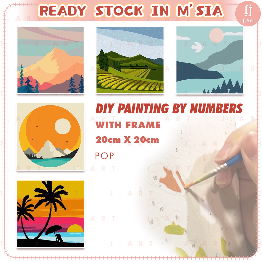 [FULL SET] FRAMED 20x20cm COLORFUL SCENERY CNY DIY Paint by Numbers