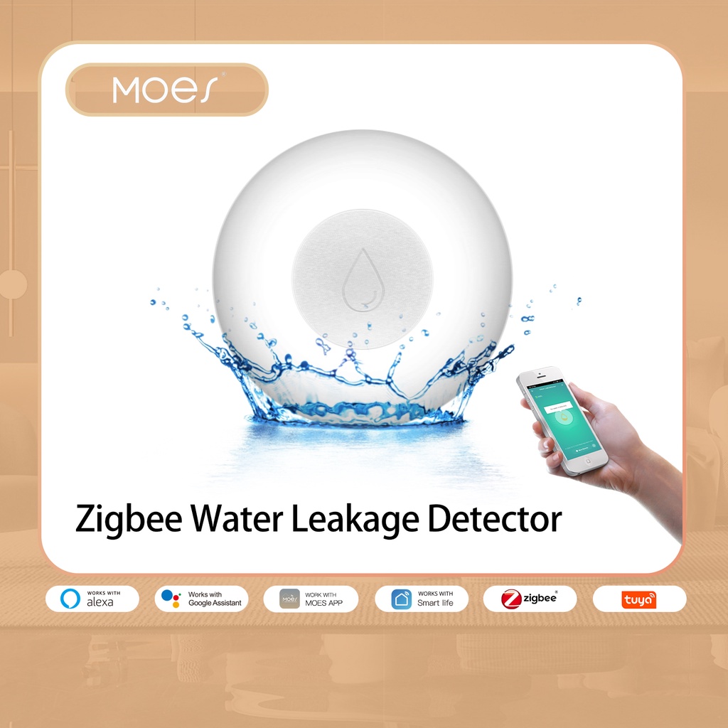 Moes ZigBee Smart Flood Sensor Water Leakage Detector Overflow