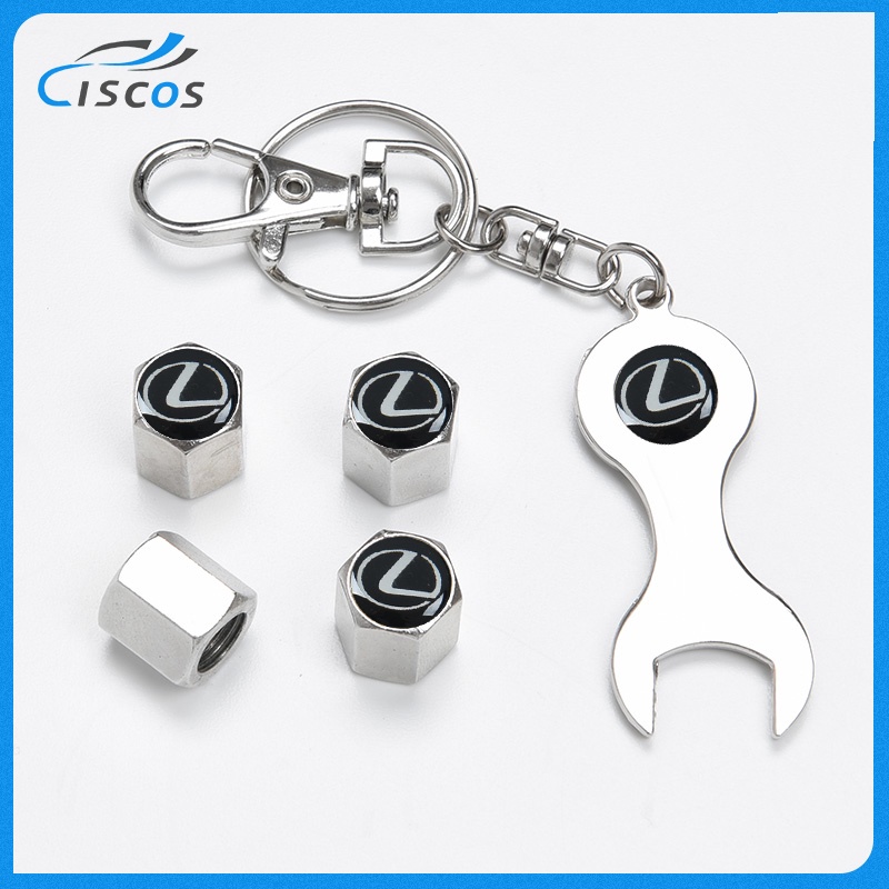Ciscos Car Tire Valve Cap With One Wrench Keychain Tire Stem Valve Caps