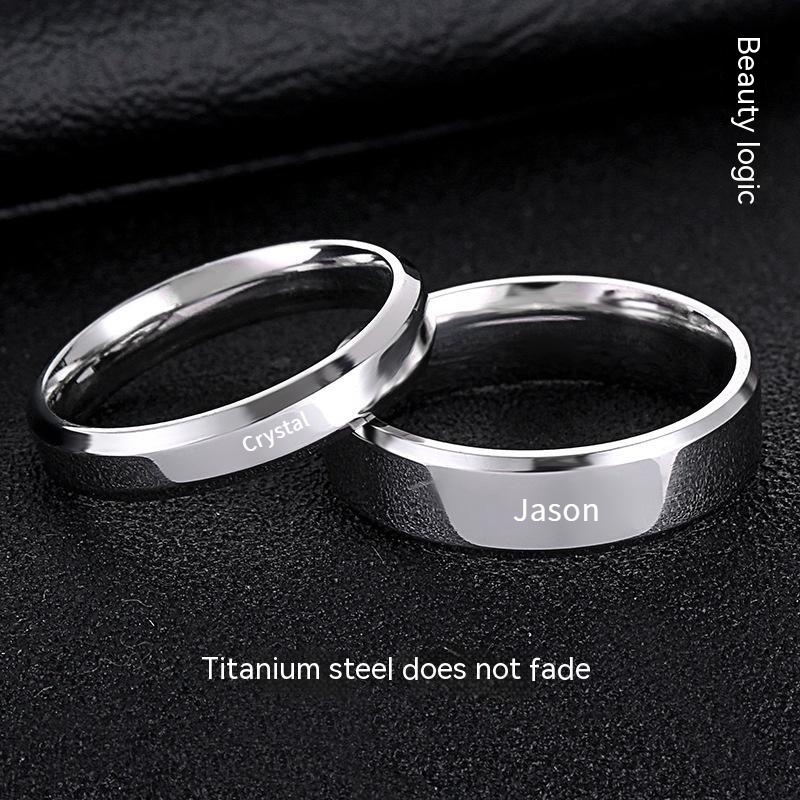 FREE Customize Name Engrave Titanium Steel Couple Ring Pair Can Be ...