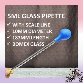 10ml Graduated Dropper Glass Pipette Scale Line Lab Liquid Dropping Pipet Blue Rubber Head Pipettors