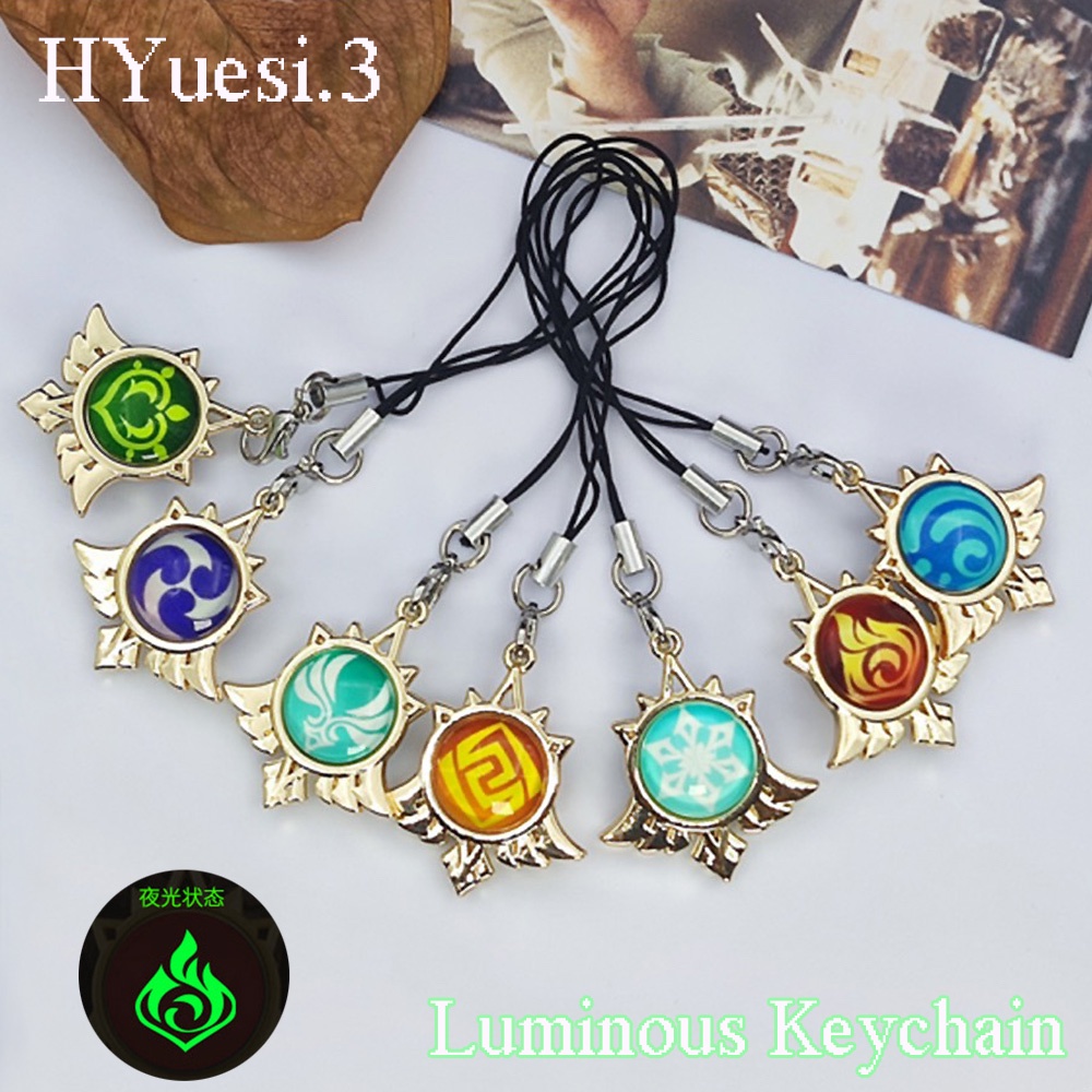 Genshin Impact Vision Luminous Keychain 7 Element Mini Double-Side ...