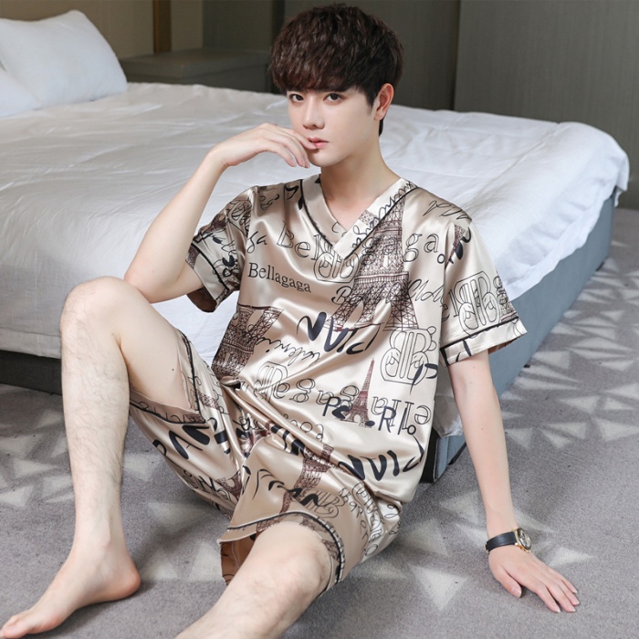 Korean Fashion Plus Size Men s Sleepwear Clothing Short Sleeve Man Pajamas Set Korean Style Silk Pyjamas Male Homewear Shopee Malaysia