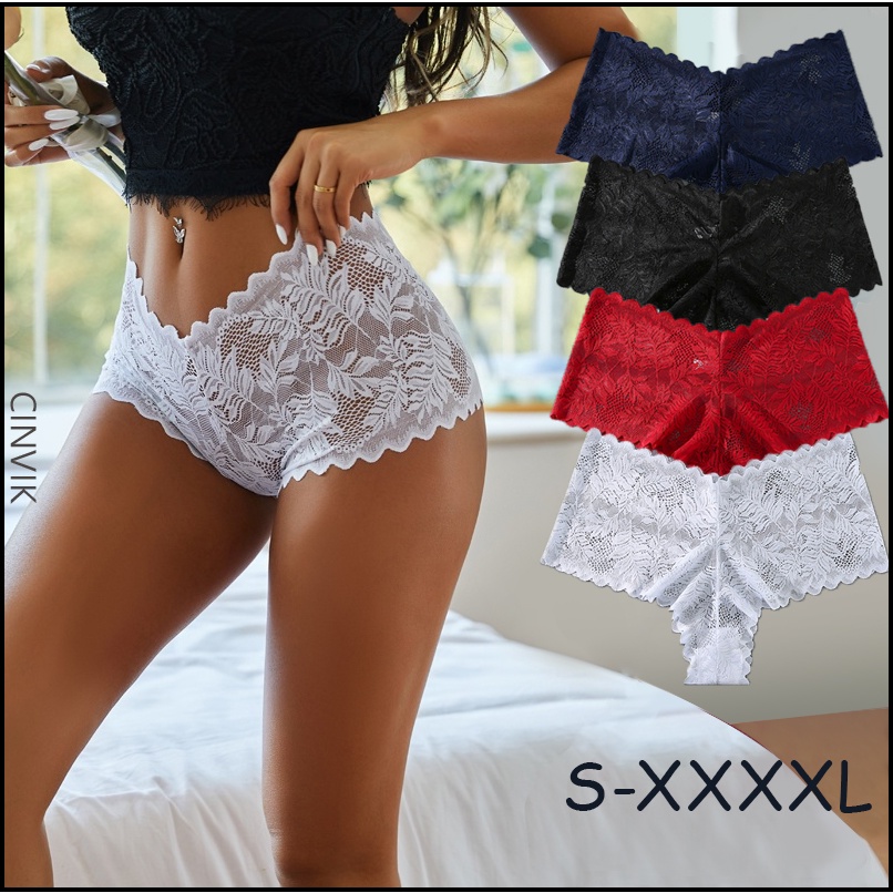 CINVIK Plus Size XXXXL New V Waist Design Women Panties Lace