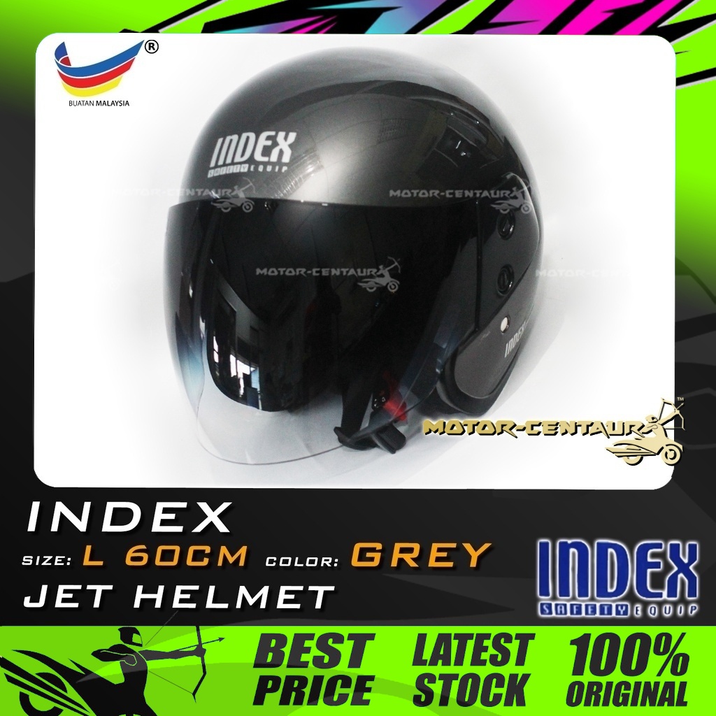 TOPI KELEDAR INDEX HELMET METALLIC GREY SIZE L 60CM SIRIM APPROVED