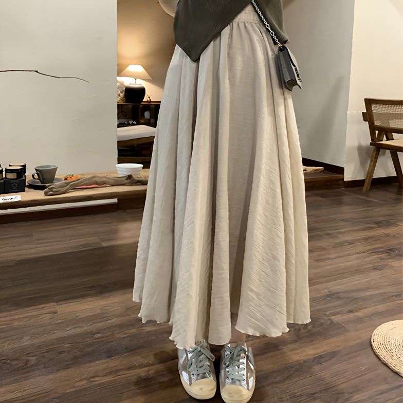 Ready Stock Women long skirt muslimah cotton skirt Labuh skirt plus size kembang High Waist skirts Plain Skirt palas Maxi Skirt Shopee Malaysia