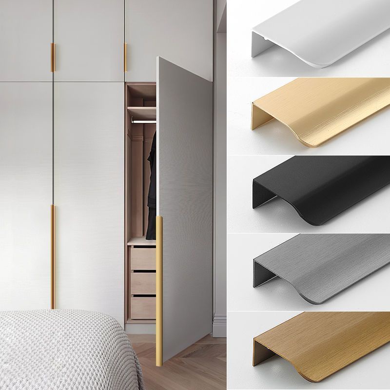 Edge sealing invisible handle open wardrobe door handle black gold