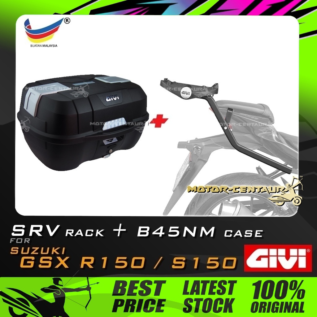 SET KOMBO KOTAK BOX GIVI B45NM TOP CASE GIVI SUZUKI GSX S150 R150 SPECIAL ADVANCE RACK