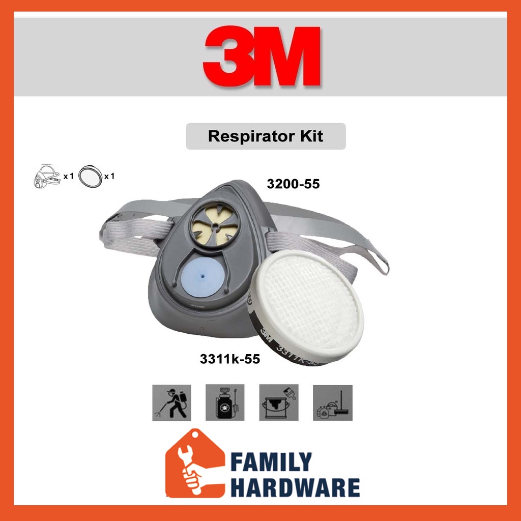 3M 320055 3m 3200 Respirator Kit Single Cartridge Respirator Face Mask