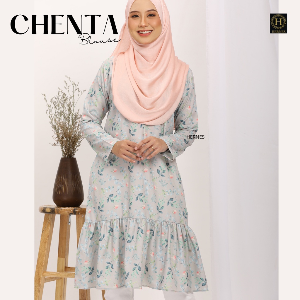 HERNES MIDI DRESS CHENTA LONG BLOUSE WOMEN BLOUSES BAJU MUSLIMAH MURAH ...