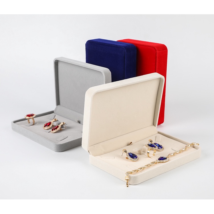 Large Velvet Jewelry Set Box Big Necklace and Ring Earring Pendant Gift