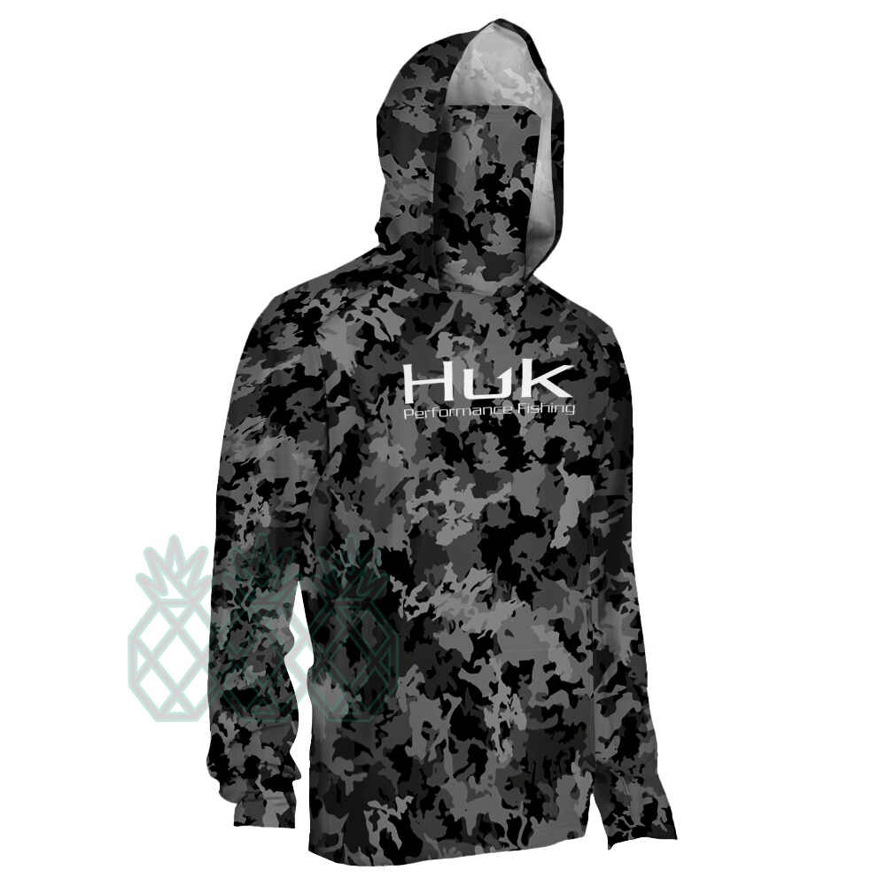 HUK Fishing Shirts Men Hooded Mask Fishing Shirt Breathable Clothes Summer  Long Sleeve Fishing Shirt Anti