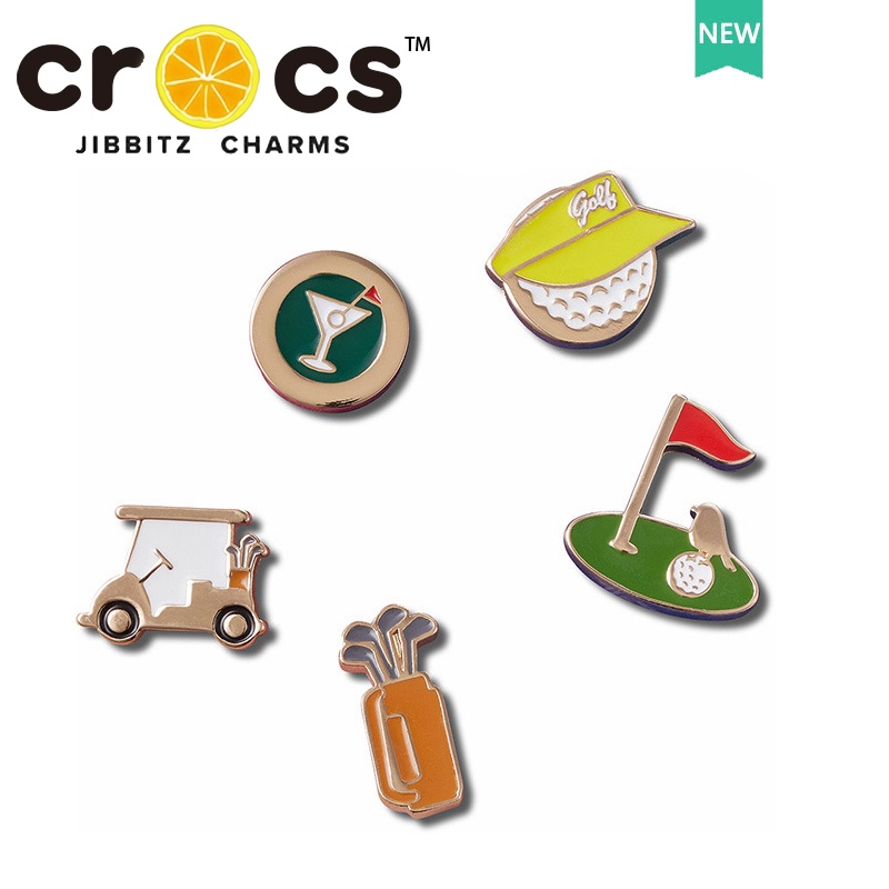 Crocs jibbitz charms Metal Shoe Buckle Golf Series Hole Shoes Flower Trendy Accessories Shopee