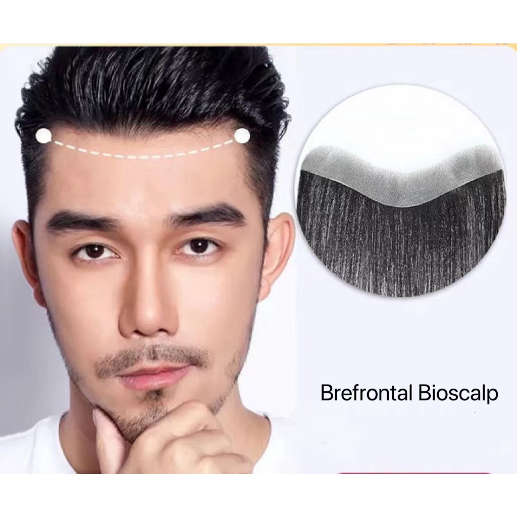 rambut palsu lelaki 100 human hairline Male wig Baldness Hair cover invisible solid Men Toupee