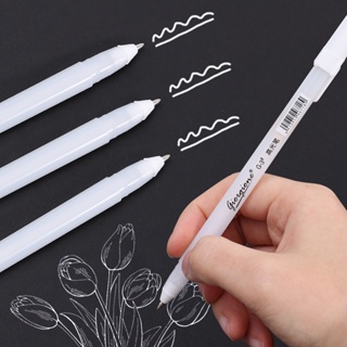 3PCS Gel Pen White Color 0.5mm 0.8mm 1.0mm High Light Marke Pen Black