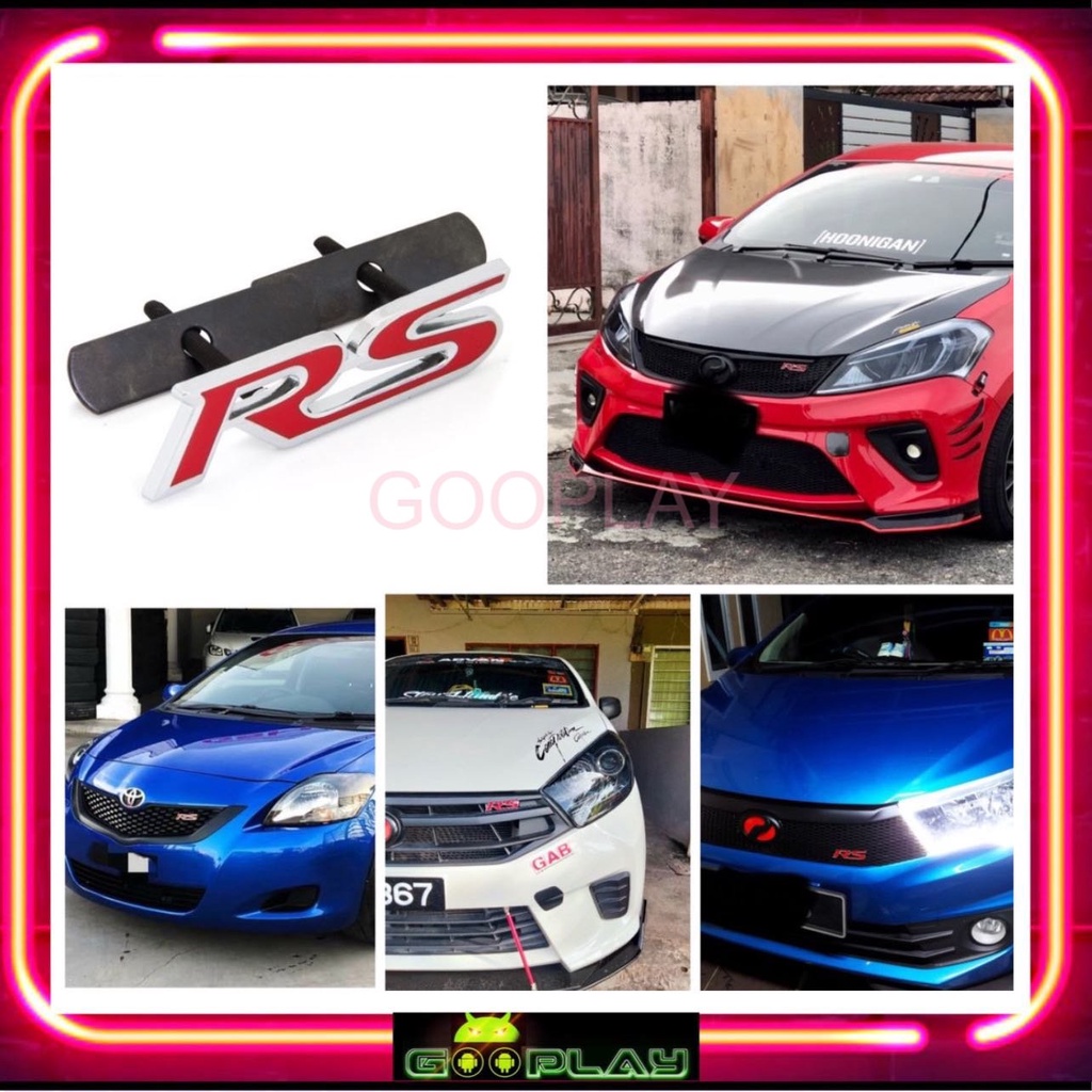RS Metal Steel Front Grille Logo Emblem for Bezza Myvi Perodua Proton ...