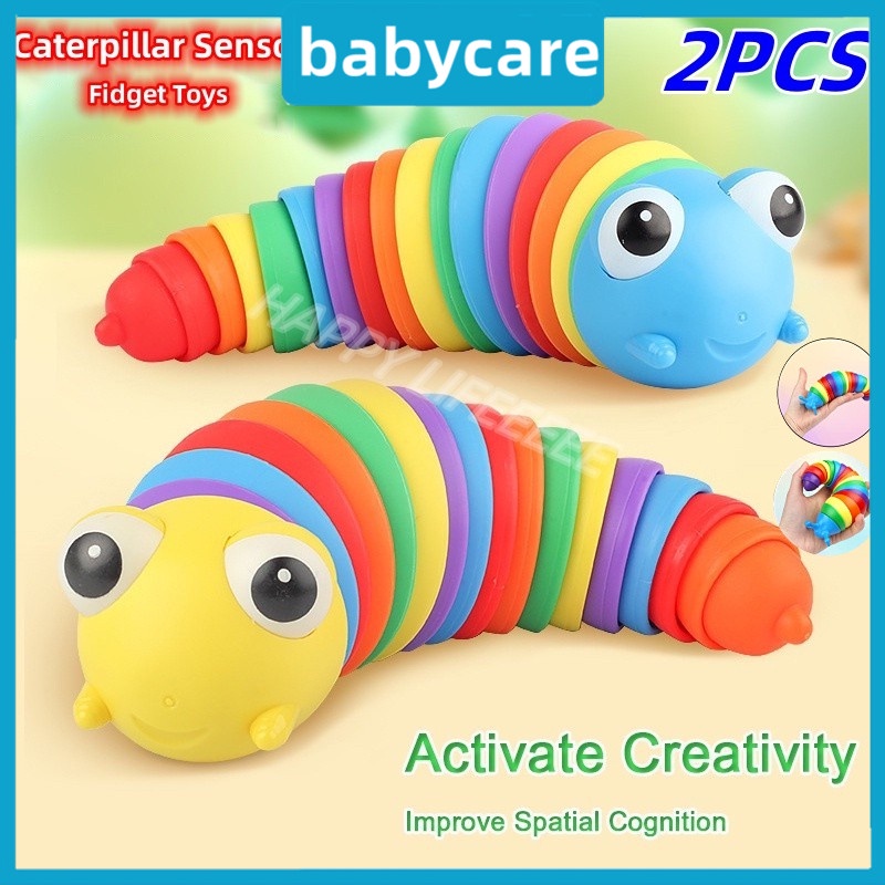 【2 Pack】Caterpillar Sensory Fidget Toys Stress Relief Toy for Autistic ...