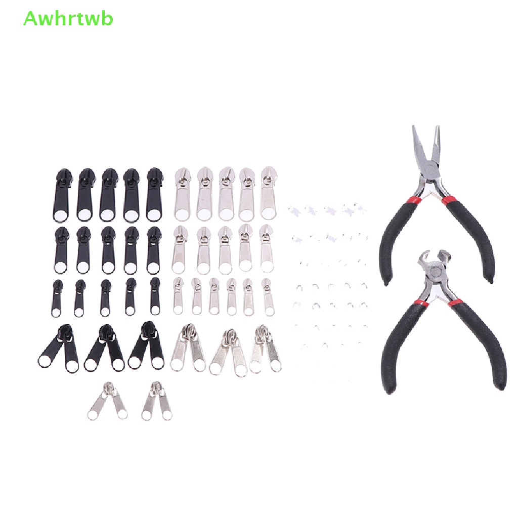 Awhrtwb 194pcs Zipper Replacement Head Zipper Repair Kit Fix Zip Slider