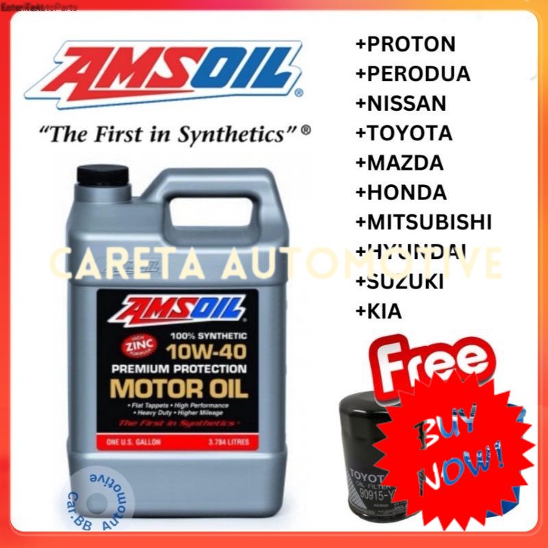 (𝐌𝐀𝐃𝐄 𝐈𝐍 𝐔𝐒𝐀) AMSOIL 100 Premium Protection Synthetic Motor Oil 10w40
