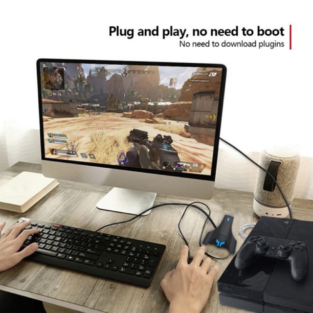 Keyboard and Mouse Adapter Converter with 3.5mm Headphone Jack for